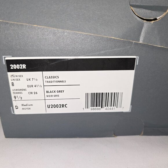 New Balance 2002R Classics U2002RC, Blk/Gry, Unisex M8/W9.5, New in Box - Picture 8 of 9